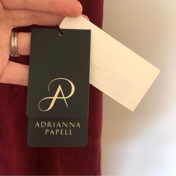 Adrianna Papell Scuba Faux Suede Fit & Flare Garnet New 16W - Picture 4 of 9